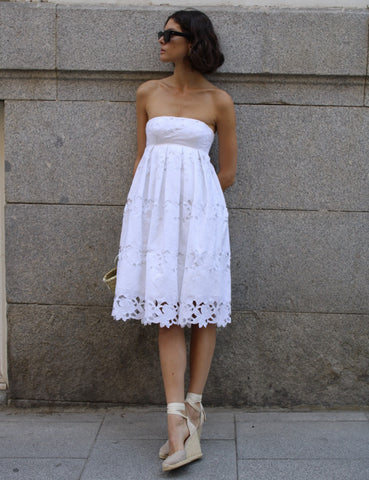 Vestido Blanco Calado - Tibi